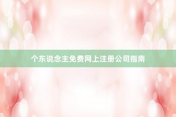 个东说念主免费网上注册公司指南